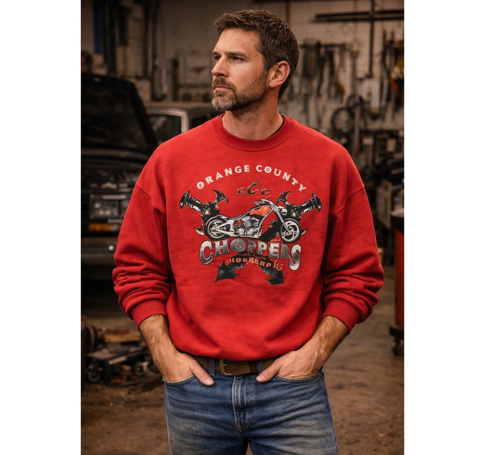 Jerzees Orange County NY Choppers Red Crewneck Sweatshirt  Size L